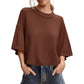 Women's Short Sleeve Loose-Fit Cropped Sweater