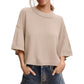 Women's Short Sleeve Loose-Fit Cropped Sweater