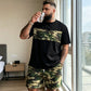 📢📢60% OFF !! ⏰Men's Camouflage Print T-Shirt & Shorts Set