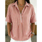 👕 LIMITED-TIME 50% OFF! ✨ Women's Striped Short-Sleeve Shirt – Relaxed Fit, V Neck, 9 Colors 🍂