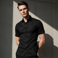 Men's Textured Black Short Sleeve Shirt