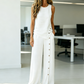 Women's Casual Sleeveless Top and Wide-Leg Pants Set