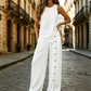 Women's Casual Sleeveless Top and Wide-Leg Pants Set