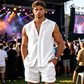 Men's Sleeveless Button-Down Top & Shorts Set