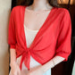 📢📢40% OFF !! ⏰Women's Elegant Chiffon Tie-Front Cropped Top