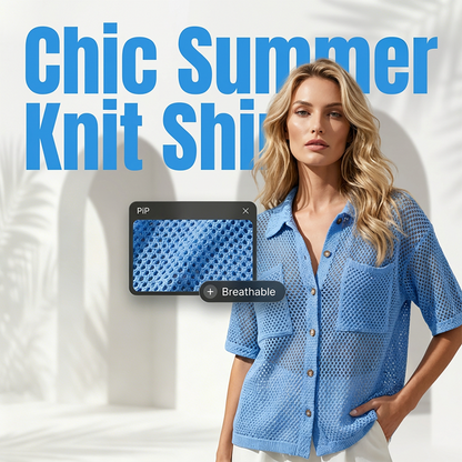 🌸 40% OFF NOW! 🌸Women Short Sleeve Knit Button Shirt Free Gift Necklace