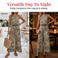 👗 50% OFF NOW!🌴 Printed Two-Piece Set – Sleeveless Top & Wide-Leg Pants – Resort Essential ✨