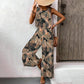 👗 50% OFF NOW!🌴 Printed Two-Piece Set – Sleeveless Top & Wide-Leg Pants – Resort Essential ✨