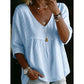 Women's Casual V-Neck Lace Trim Top
