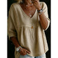 Women's Casual V-Neck Lace Trim Top