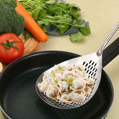 📢📢40% OFF !!⏰ Stainless Steel Skimmer Spoon – Fast draining, heat-safe & versatile – Perfect for frying, soups & pasta 🍳