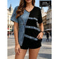 📢📢50% OFF !! ⏰Women‘s Chic Denim Print V-Neck Tee