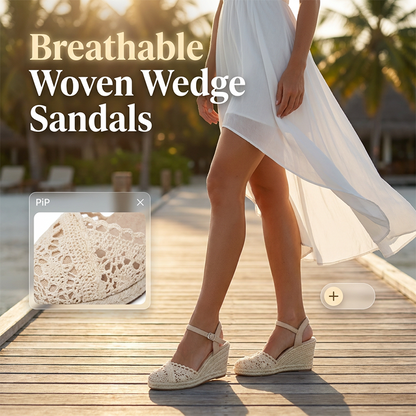 Women's Wedge Sandals Breathable Straw Woven Shoes