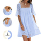 📢📢40% OFF !! ⏰ Women's Square Neck Smocked Dress
