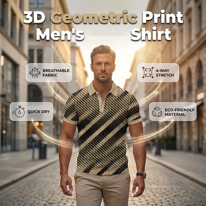 📢📢40% OFF !! ⏰Men's Geometric Print Collared Shirts