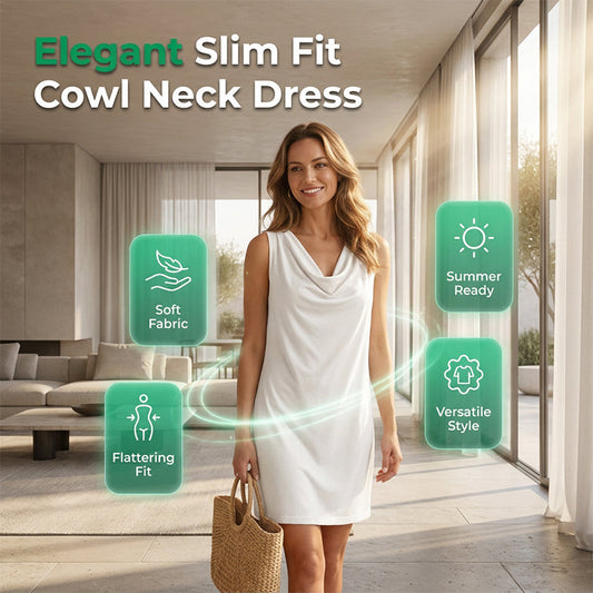 📢📢40% OFF !! ⏰Elegant Slim Fit Cowl Neck Dress