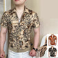 📢📢50% OFF !!⏰Men's Vintage Floral Print Zip-Up Top