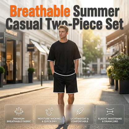 👕 LIMITED-TIME 50% OFF! ✨ Men's Waffle Knit T-Shirt & Shorts Set – Cooling Fabric, Relaxed Fit 🌿
