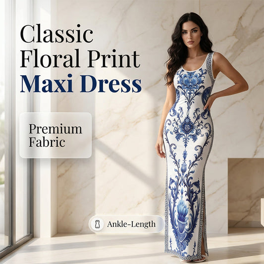 📢📢50% OFF !!⏰Women's Classic Floral Print Maxi Dress