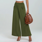 Women's Casual Wide Leg Pants – Milk Silk Fabric & Elastic High Waist 🌸