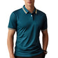 Men Fashion Contrast Lapel Quick Drying Short Sleeve T-Shirt
