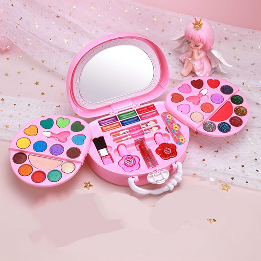 💖👛Kids Washable Makeup Toy Set with Portable Pink Handbag