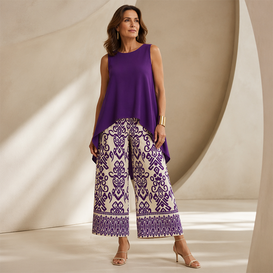 📢📢40% OFF !! ⏰Women’s Casual Sleeveless Top & Wide-Leg Pants Set