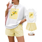 📢📢40% OFF !! ⏰Women Summer Lemon Graphic T-Shirt and Striped Shorts Set