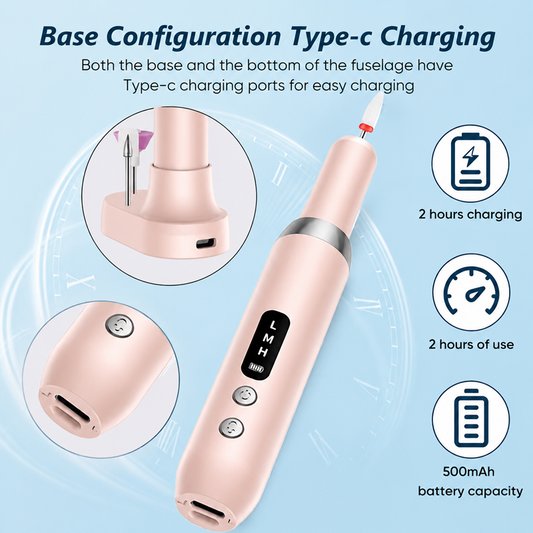📢📢50% OFF !! ⏰Cordless Electric Nail Drill Machine with Charging Base
