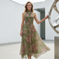 📢50% OFF !!⏰Elegant Floral Print Halter Neck Maxi Dress
