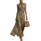 📢50% OFF !!⏰Elegant Floral Print Halter Neck Maxi Dress