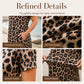 Women's Leopard Print Maxi Dress with Pockets Casual Short Sleeve Long Dress