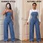 📢📢50% OFF !!⏰Women Spaghetti Strap Wide Leg Denim Jumpsuit