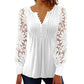 Women's Casual Lace Long-Sleeved V-Neck Top
