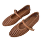 Women's Woven Ballet Flats Hollow Out Breathable Mary Jane Shoes