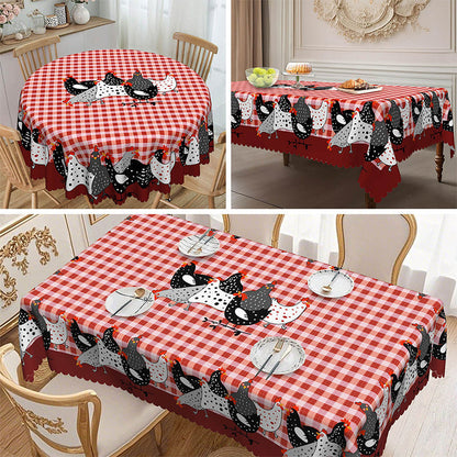 📢📢40% OFF !! ⏰Red Plaid Rooster Tablecloth