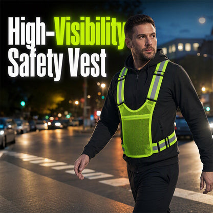 High Visibility Reflective Vest Adjustable Safety Running Gear with Pocket