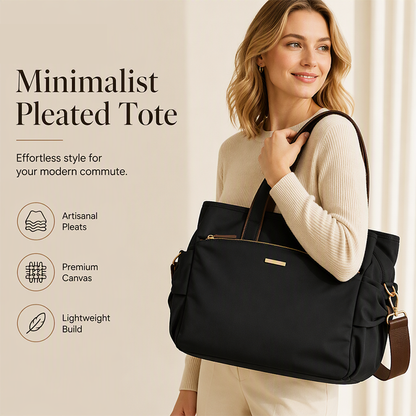 📢📢50% OFF !! ⏰Casual Canvas Tote Bag with Pleated Side Pockets for Women