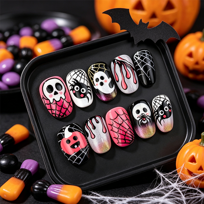📢📢50% OFF !!⏰ 30Pcs 🎃Halloween Press-On Nail Set