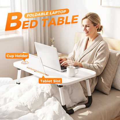 ⏳ 50% Off🔥Foldable Laptop Bed Table with Cup Holder