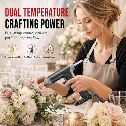 📢📢40% OFF !! ⏰Cordless Hot Melt Glue Gun Set with 2000mAh Rechargeable Battery and Copper Nozzle Includes 10 Glue Sticks for DIY Crafts and Home Use