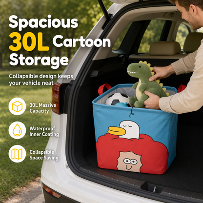 📢📢50% OFF !! ⏰Cute Cartoon Folding Car Trunk Organizer Bin Large Capacity Collapsible Storage Basket for Sundries