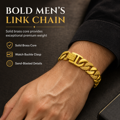 ✨60%OFF🔥 Men's Vietnamese Sand-Gold Style Bracelet – Matte Sandblasted Finish & Watch Clasp💎