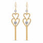 🌸 50% OFF NOW! 🌸legant Gold Double Layer Heart Tassel Drop Earrings with Rhinestones for Women💎