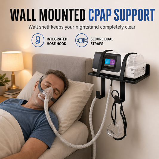 🏠 CPAP Bedside Organizer & Wall Mount Shelf | Secure, Space-Saving Storage