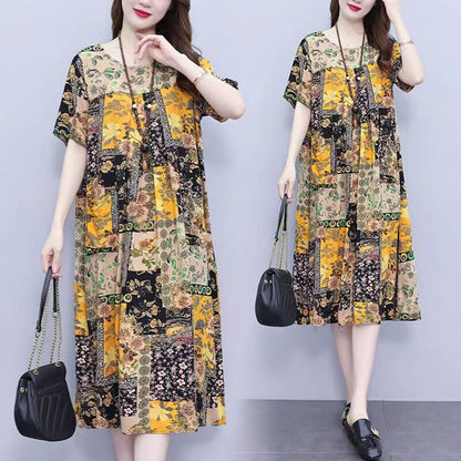 Cotton And Linen Double Pocket Summer Dress