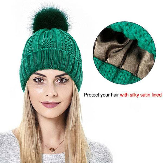 Elastic Ribbed Knit Hat for Hair Protection