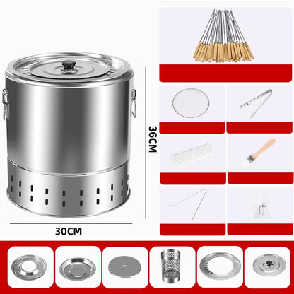 Stainless Steel Smokeless BBQ Grill Bucket