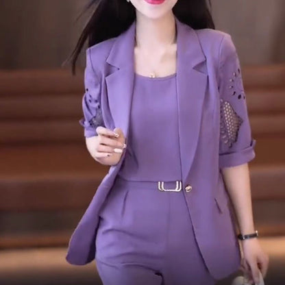 🔥50% OFF🔥Nice Gift-Woman's Fashionable And Slim Blazer 3-piece Suit Set